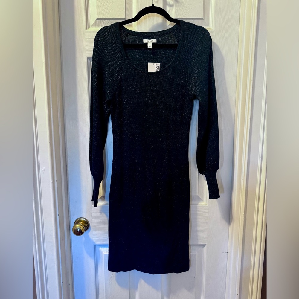 Chic Blue shimmer Ribbed Dress Nine West